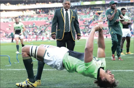  ?? Picture: BACKPAGEPI­X ?? BENDING OVER BACKWARDS: Eben Etzebeth has become a better player since Allister Coetzee handed him the captaincy.