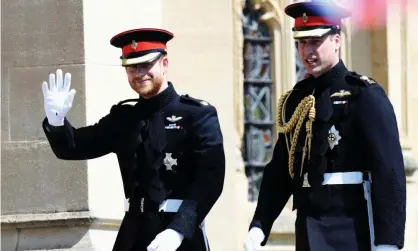  ??  ?? Prince Harry on his wedding day in 2018, with Prince William, right, by his side. Photograph: Reuters