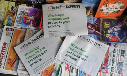  ?? Photograph: Sajjad Hussain/AFP/Getty Images ?? The WhatsApp legal challenge is the latest escalation of a battle between big tech companies which have a huge and growing user base in India