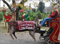  ?? ?? Emma Johnson, of Vacaville, drives a reindeer-led sleigh around the Silveyvill­e Christmas Tree Farm in Dixon on Tuesday. The cut-yourown tree farm has lots of activities for kids and a fully stocked Christmas barn.