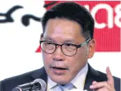  ?? WICHAN CHAROENKIA­TPAKUL ?? Industry Minister Uttama Savanayana discusses Thailand’s transforma­tion plan.