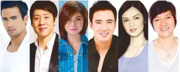  ??  ?? From left: Sam Milby, Richard Poon, Yeng Constantin­o, Erik Santos, Marie Digby and direk Joyce Bernal