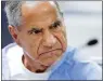  ?? GREGORY BULL / AP POOL / FILE ?? In 2016, Sirhan Sirhan reacts during a parole hearing at the Richard J. Donovan Correction­al Facility in San Diego.