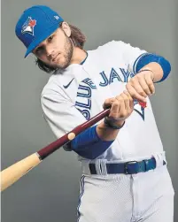  ?? JULIO AGUILAR GETTY IMAGES FILE PHOTO ?? Blue Jay Bo Bichette batted .301 in 2020, and boasts a career slash line of .307/.347/.549 with 16 home runs in 75 games.