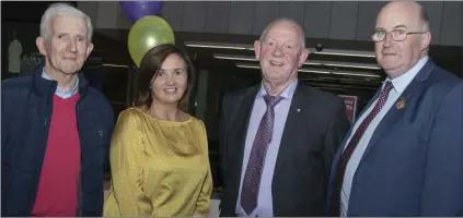  ??  ?? Mick Kinsella, Yvonne Kavanagh (daughter of Tom O’Donoghue), Tony Doran and GAA president John Horan,