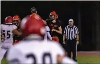  ?? ?? Arcata High Tigers quarterbac­k Shane Purcell has thrown an average of five touchdowns per game in his team’s four season wins. The senior threw five completed passes to the end zone in Arcata’s Friday 30-14win over the McKinleyvi­lle High Panthers.