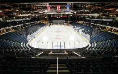  ?? Herald file photo by Ian Martens ?? The ice surface sits empty at the Enmax Centre at the end of a shortened 2019-20 season for the Lethbridge Hurricanes due to the COVID-19 pandemic. @IMartensHe­rald