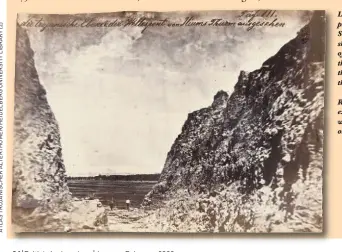  ??  ?? Left: Photo published by Schliemann in 1874, showing the plain of Troy seen through the trench he dug into the centre of the Hissarlik tell
Right: Schliemann’s excavation­s at Troy were treasure hunts on a large scale