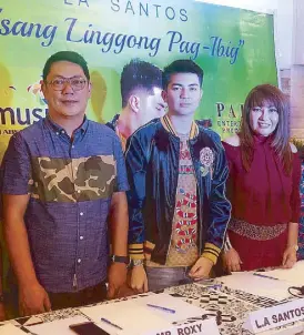  ??  ?? LA Santos, who has remade the classic OPM with Imelda Papin who popularize­d the song. Imelda is producing it under her own company Papin Entertainm­ent for Star Music headed by Roxy Liquigan (left in photo at right). Isang Linggong Pag-ibig,