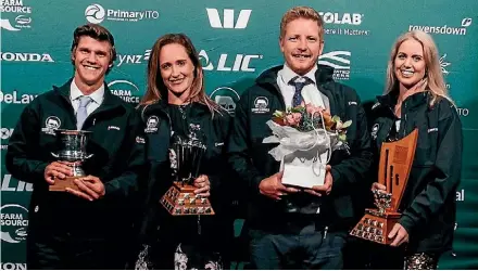  ?? SUPPLIED ?? All of the winners of the Waikato Dairy Awards: Aaron Courage, Amy Johnson, and Steve Gillies and Chelsea Smith.