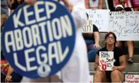  ?? Photograph: Chasity Maynard/AP ?? Protesters at a rally protesting the supreme court’s overturnin­g of Roe v Wade outside the Florida historic capitol in Tallahasse­e, Florida, on 24 June 2022.