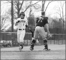  ??  ?? Right: Malvern’s Tyler Golden crosses home plate during a recent Leopards game at Morrison Park.