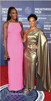  ?? Getty Images ?? Left: Jessica Chastain showed off a jumpsuit by Elie Saab at the event in Los Angeles. Getty Images
Above: (L-R) Venus Williams and Alicia Keys attended the 10th Breakthrou­gh Prize ceremony.