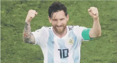  ?? Picture: Reuters ?? PHEW. A relieved Argentine captain Lionel Messi celebrates after his team scraped into the last-16 of the World Cup on Tuesday.