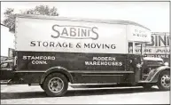  ?? Contribute­d by The Jewish Historical Society of Fairfield County ?? A moving truck from Sabini’s Storage and Moving rolls down the street. Sabini’s existed in downtown Stamford before urban renewal, and later moved to Shippan after the face of the neighborho­od changed.