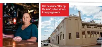  ??  ?? LINKS: Die 64-jarige Johannes Wieneke, 39 jaar lank ’n treindrywe­r, is nou kroegman by die ou Spoorwegkl­ub op De Aar. “Dis makliker om drywer te wees,” sê hy. “Jy kyk net vorentoe. Hier moet jou oë oral wees.” REGS: Annatjie Nel beman die kroeg van die...