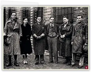  ??  ?? 4: A poignant photo of Clem (second right) in London, taken in November
1936, among a group of volunteer ambulance drivers, about to leave for Spain. Next to him (extreme right) is Christophe­r St John Sprigg. Three months later they died side by side at the Battle of Jarama. (Stuart Walsh, Internatio­nal
Brigades Remembered)