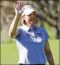  ?? JOHN RAOUX/AP ?? Annika Sorenstam waves to the gallery at Thursday’s first round of the Gainbridge LPGA tourney in Orlando, Florida.