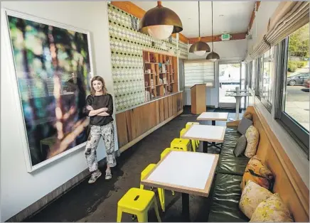  ?? Mel Melcon Los Angeles Times ?? TATUM KENDRICK designed an interior free of animal materials for Little Pine, the vegan restaurant owned by musician Moby.