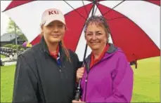  ?? SUBMITTED PHOTO - ONEIDA DAILY DISPATCH ?? Vernon-Verona-Sherrill senior Olivia Evans stands with coach Cindy Thomas prior to the opening of the Section III girls golf tournament.