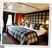  ?? ?? HIT THE DECK: Hebridean Princess amid the islands. Above: Traditiona­l style in a bedroom