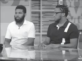  ?? LORENZO BEVILAQUA/ABC ?? Rashon Nelson and Donte Robinson, the two men arrested at a Starbucks, tell their story on “Good Morning America” on Thursday.