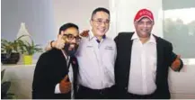  ??  ?? (from far left) Riad with Senai Airport Terminal Services Sdn Bhd CEO Derick Basir and AirAsia Group CEO Tan Sri Tony Fernandes.