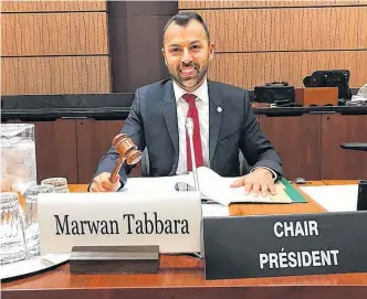  ?? FACEBOOK ?? Marwan Tabbara as chairman of the human rights subcommitt­ee.