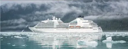  ??  ?? Seabourn Sojourn, a 450-guest, all-suite ship, offers a polished, profession­al and luxurious experience as you enjoy Alaska’s abundant natural beauty.