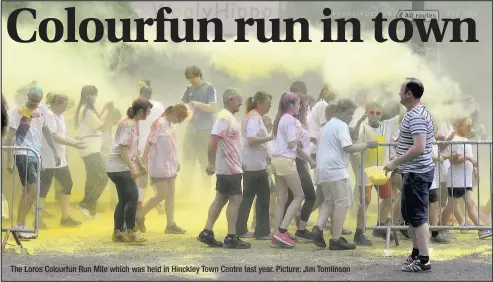  ??  ?? The Loros Colourfun Run Mile which was held in Hinckley Town Centre last year. Picture: Jim Tomlinson