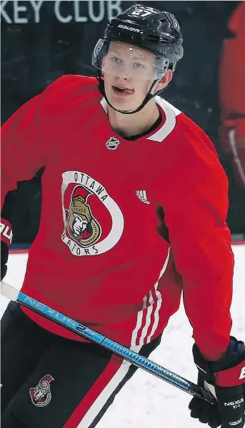  ?? TONY CALDWELL ?? Senators prospect Brady Tkachuk will be training this summer with his older brother Matthew, of the Calgary Flames, in the Toronto area at a gym run by former NHLer Gary Roberts.