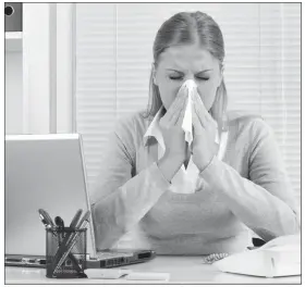  ??  ?? When you’re unable to take a sick day, working from home is the best alternativ­e; however, not all employers offer this option. If you must go to work, take steps to prevent spreading illness to co-workers.