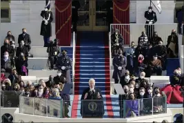  ?? THE ASSOCIATED PRESS ?? President Joe Biden speaks during the 59th Presidenti­al Inaugurati­on at the U.S. Capitol in Washington, Wednesday.