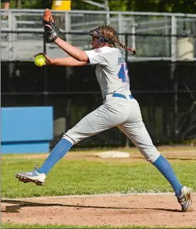  ?? DANA JENSEN/THE DAY ?? Waterford’s Adrianna Donahue slides under the tag of Monroe (N.Y.) pitcher Emma Lawson to score the lone run in Wednesday’s 3-1 loss in an eliminatio­n game at the East Regional Little League (11-12) softball tournament in Bristol. Waterford pitcher Maddie Burrows fires away during Wednesday’s 3-1 loss to Monroe (N.Y.) at the East Regional Little League (11-12) softball tournament on Wednesday in Bristol. Waterford was eliminated with the defeat.