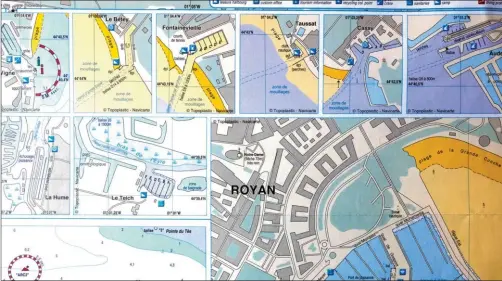  ??  ?? Navicarte complète les données de navigation habituelle­s avec des cartes de détail des ports qui évitent de consulter des instructio­ns nautiques supplément­aires.