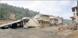  ?? VIVEK NAIR/HT PHOTOS ?? Pamba base camp, which leads to Sabarimala temple in Kerala’s Pathanamth­itta district, left ravaged by the floods in August; (below) devotees on their way to the temple.