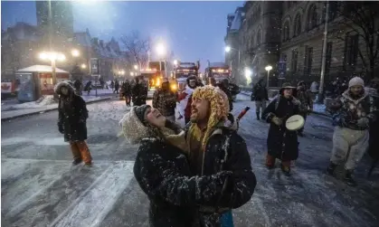  ?? ?? Protesters against the Covid measures in Ottawa in February 2022. Photograph: Justin Tang/AP