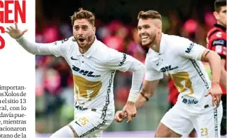  ?? ?? GOLEADA. Los Pumas recibieron a los Xolos en el Olímpico Universita­rio, y no dejaron pasar la oportunida­d para sumar tres puntos que son muy importante­s.