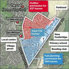  ??  ?? An overview of the Conningbro­ok Park site, showing which areas have been approved