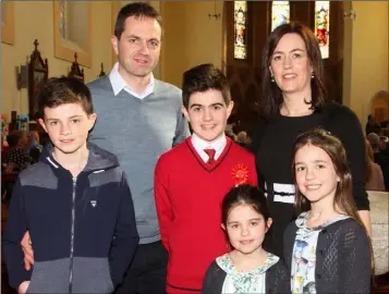  ??  ?? Tom Quigley who made his confirmati­on in Bree church recently, pictured with Bill, Ryan, Mae, Sadie and Sarah Quigley.