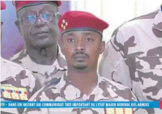  ?? REUTERS ?? Mahamat Idriss Déby, nuevo presidente interino de Chad