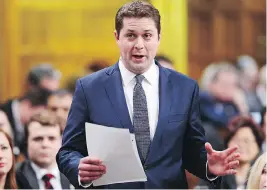  ?? SEAN KILPATRICK / THE CANADIAN PRESS ?? Conservati­ve Leader Andrew Scheer has been slow to seize the opportunit­y to attack the Liberals for tying summer jobs funding to support for abortion.