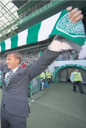  ?? Photograph: SNS ?? Brendan Rodgers is perfectly at home taking centre stage after his time at Liverpool