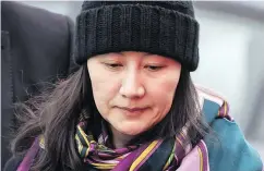  ?? — THE CANADIAN PRESS ?? Huawei executive Meng Äanzhou is under house arrest in Vancouver while a court consider an American reÇuest that she be extradited to the U.S.