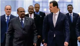  ?? Bild: TT ?? Sudans president Omar al-bashir (till vänster) med Syriens president Bashar al-assad i Damaskus i mitten av december.