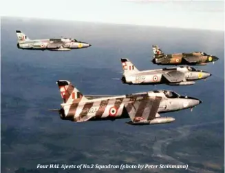  ?? ?? Four HAL Ajeets of No.2 Squadron (photo by Peter Steinmann)