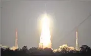  ?? AFP ?? ISRO’s navigation satellite IRNSS1I, on board PSLVC41, lifts off at Satish Dawan Space Centre in Sriharikot­a in Andhra Pradesh.