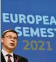  ?? Foto: M. Salerno, dpa ?? Kommission­svizepräsi­dent Valdis Dom‰ brovskis in Brüssel.