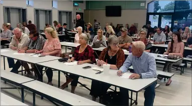  ?? RECORDER PHOTOS BY CHARLES WHISNAND ?? Concerned citizens show up to a meeting addressing concerns over a mental health facility on Tuesday at Carl Smith Middle School in Terra Bella.