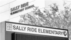  ?? JOE BURBANK/STAFF PHOTOGRAPH­ER ?? The new Sally Ride Elementary School is named to honor Ride, the first American woman — and at the time, the youngest American — to go into space.